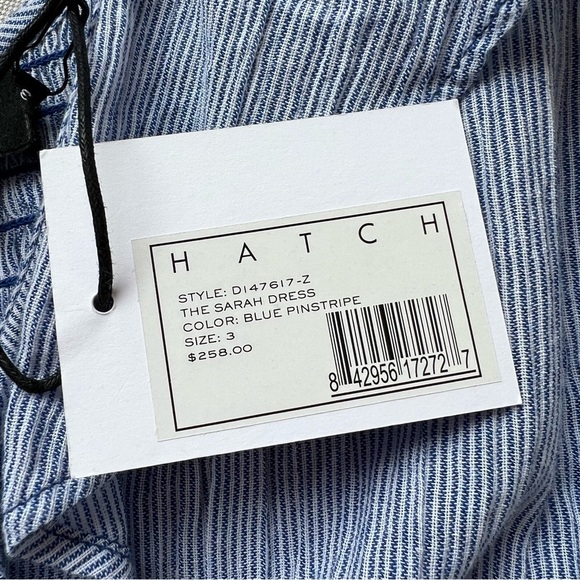 NWT HATCH Sarah Maternity Pinstripe Ruffle Midi Dress - Picture 7 of 9